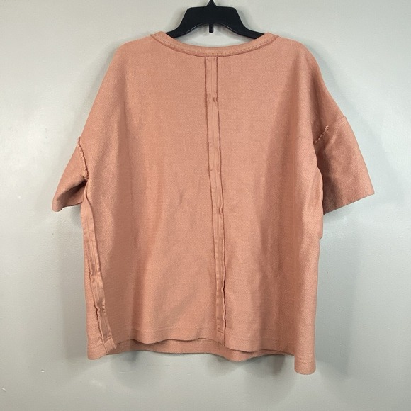 Listicle T-Shirt Top Texture Exposed Seam Knit Short‎ Sleeve Women Size M Boxy - Picture 5 of 14